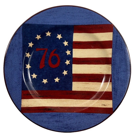 SAKURA Spirit of the Flag by Warren Kimble Set of 4 Ceramic Salad/Dessert Plates - Picture 4 of 11